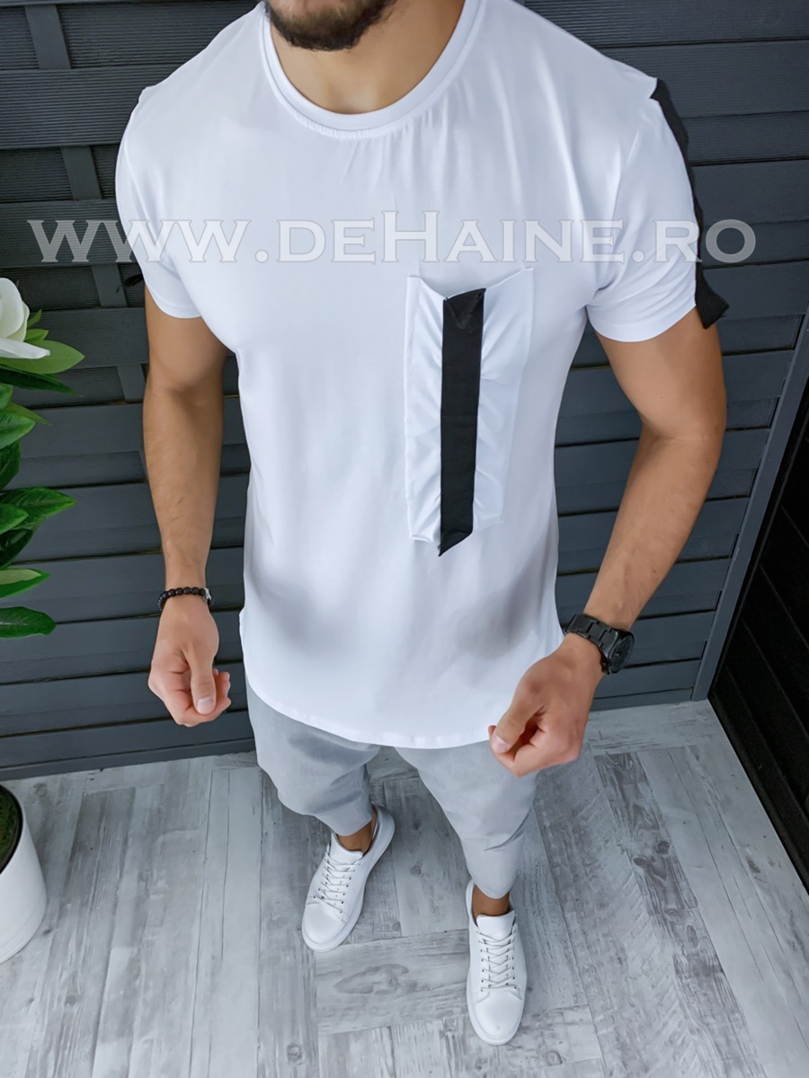 Tricou barbati alb PREMIUM slim fit ZR B1134
